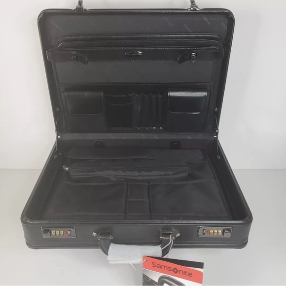 SAMSONITE Black Leather Expandable Attache Briefcase Organizer 44077-1041 - Picture 4 of 4